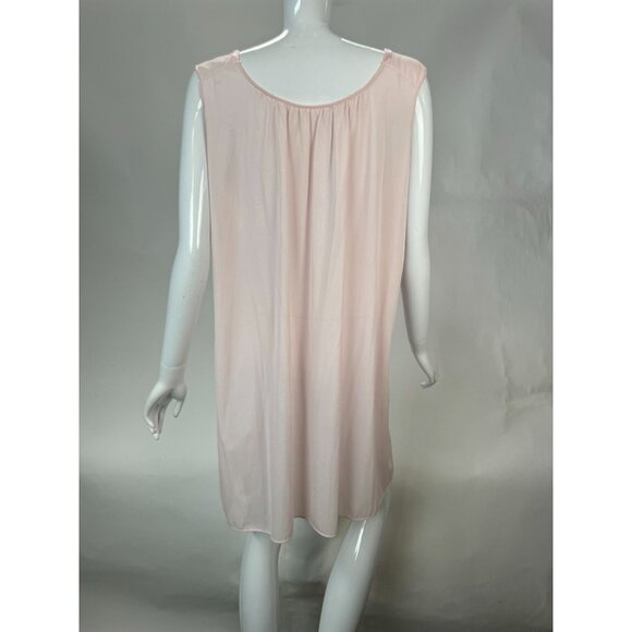 Vintage Sears 100% Nylon Pink Sleeveless Nightgown With Floral Embroidery Size M - Picture 3 of 16